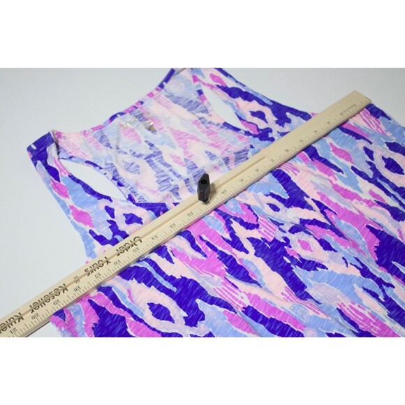 Lilly Pulitzer Tideline Mini Dress Blue Purple Print Smocked Sleeveless Women L - Picture 13 of 13